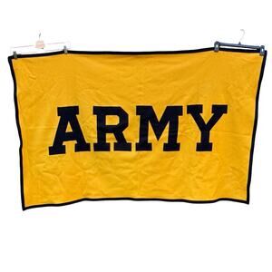 Vintage Collegiate Traditions Army Wool‎ Blanket Yellow Black USA Made 90's